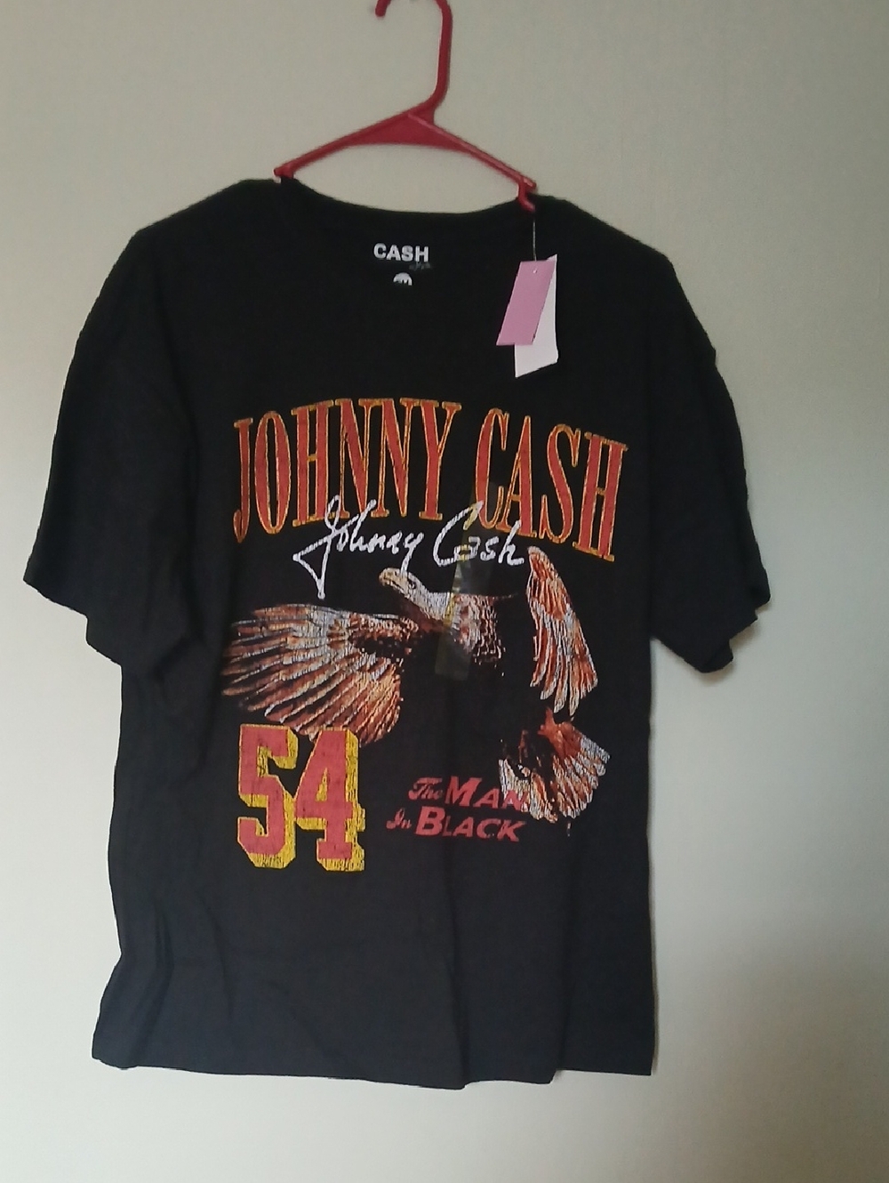 Johnny Cash Black Graphic Tee with Eagle Print Size S